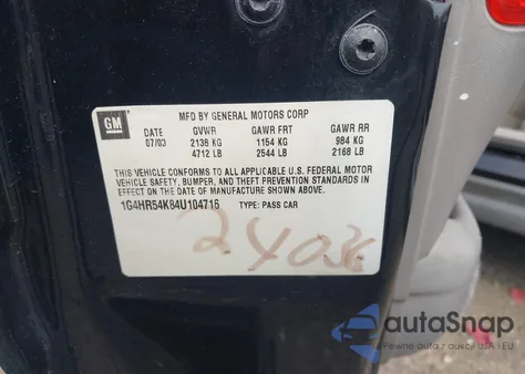 2004 Buick Lesabre Limited z USA, uszkodzony, nr VIN 1G4HR54K84U104716